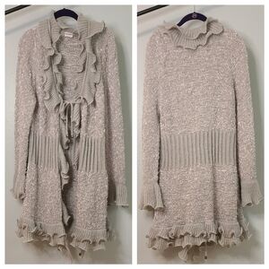 Sioni Gray Cardigan with Ruffle Detail